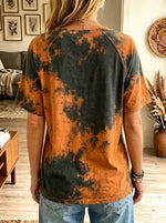 Women's Spooky Ghost Embracing Calico Cat Tie-Dye T-Shirt