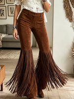 Vintage Elegant Tassel Suede Trousers