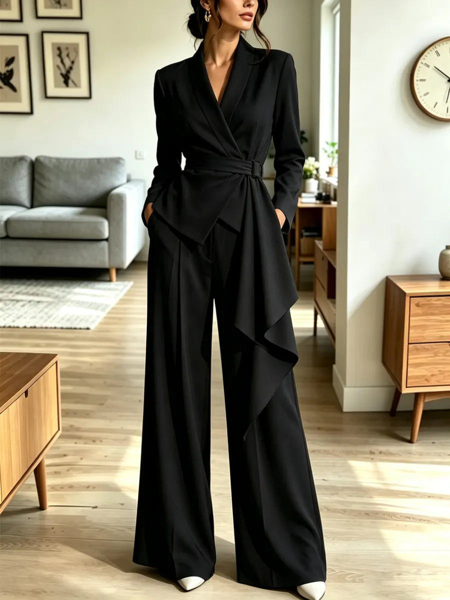 Retro Elegant Art Casual Stylish Long Sleeve Top And Pants Two-piece Set