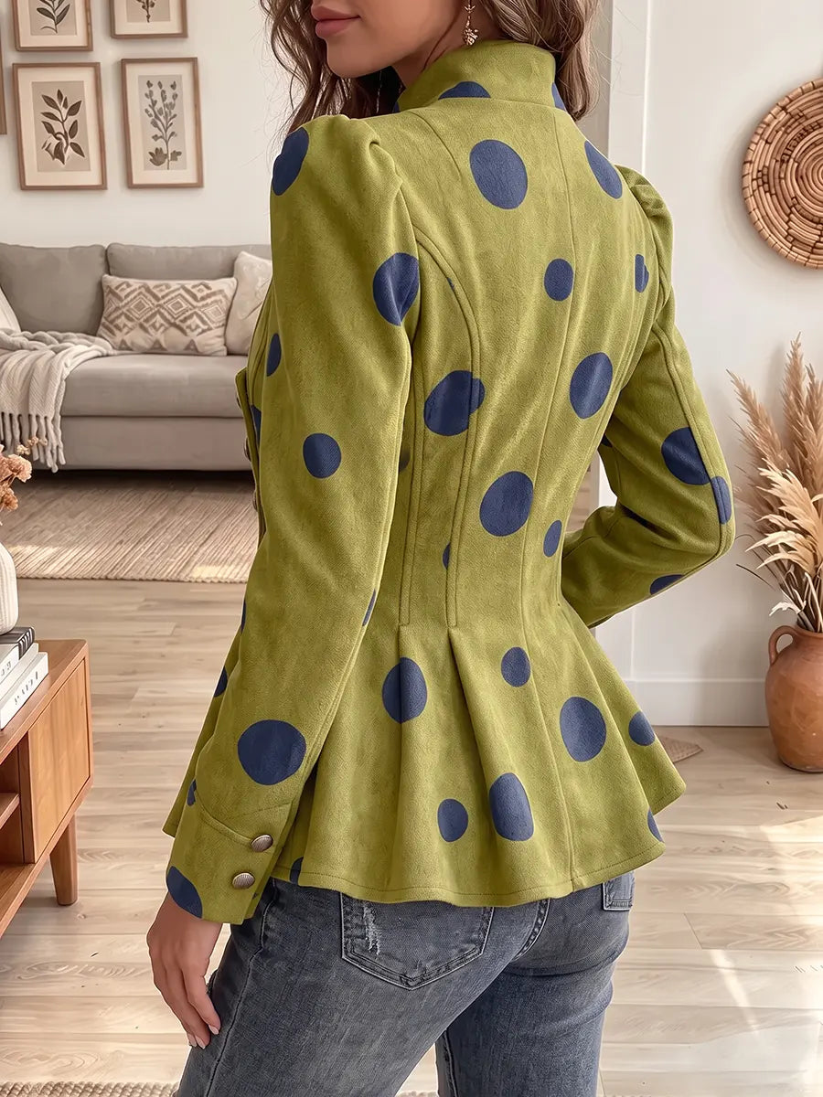 Vintage Elegant Polka Dots Wool Blend Jacket