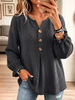 Vintage Elegant Waffle Color-blocked Buttons Shirt