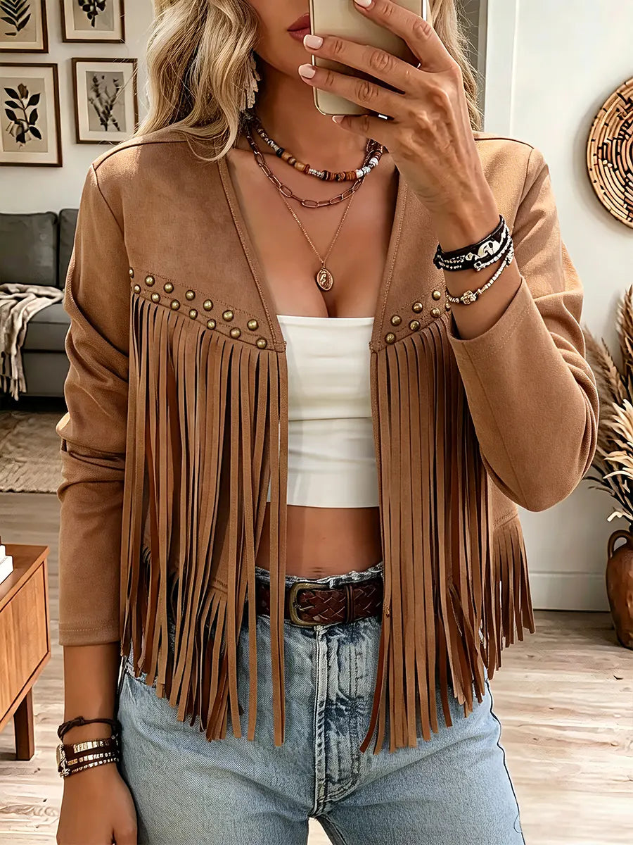 Vintage Elegant Tassel Suede Jacket