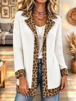 Women's Corduroy Long-sleeved Leopard Print Cardigan