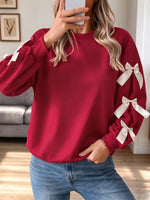 Vintage Elegant Bow Art Casual Stylish Long Sleeve Cotton Sweatshirt