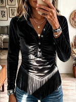 Vintage Elegant Tassel Velvet Shirt