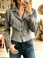 Women's Western Fringe Suede Cropped Jacket