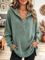 Vintage Elegant Textured Fabric Hooded Sweatshirt