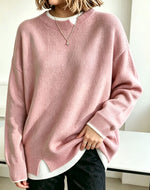 Women Light Blue Mock Two‑Piece Loose Long Sleeve Knit Sweater