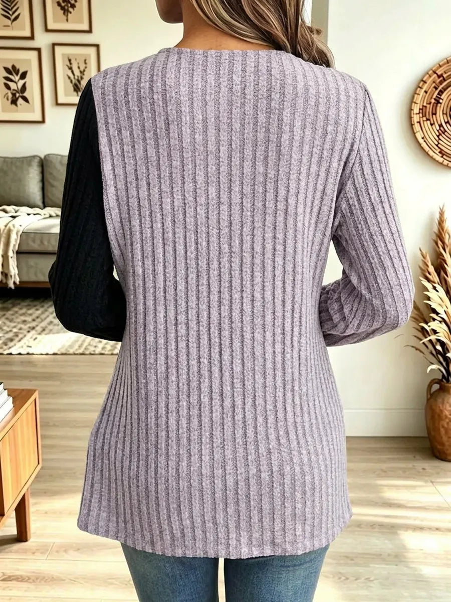 Elegant Floral Lace Patchwork Knit Art Casual Stylish Long Sleeve Top