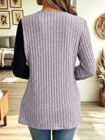 Elegant Floral Lace Patchwork Knit Art Casual Stylish Long Sleeve Top