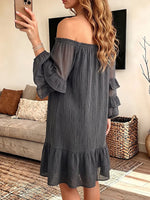 Women's Vintage Elegant Cotton And Linen Off-shoulder Dress