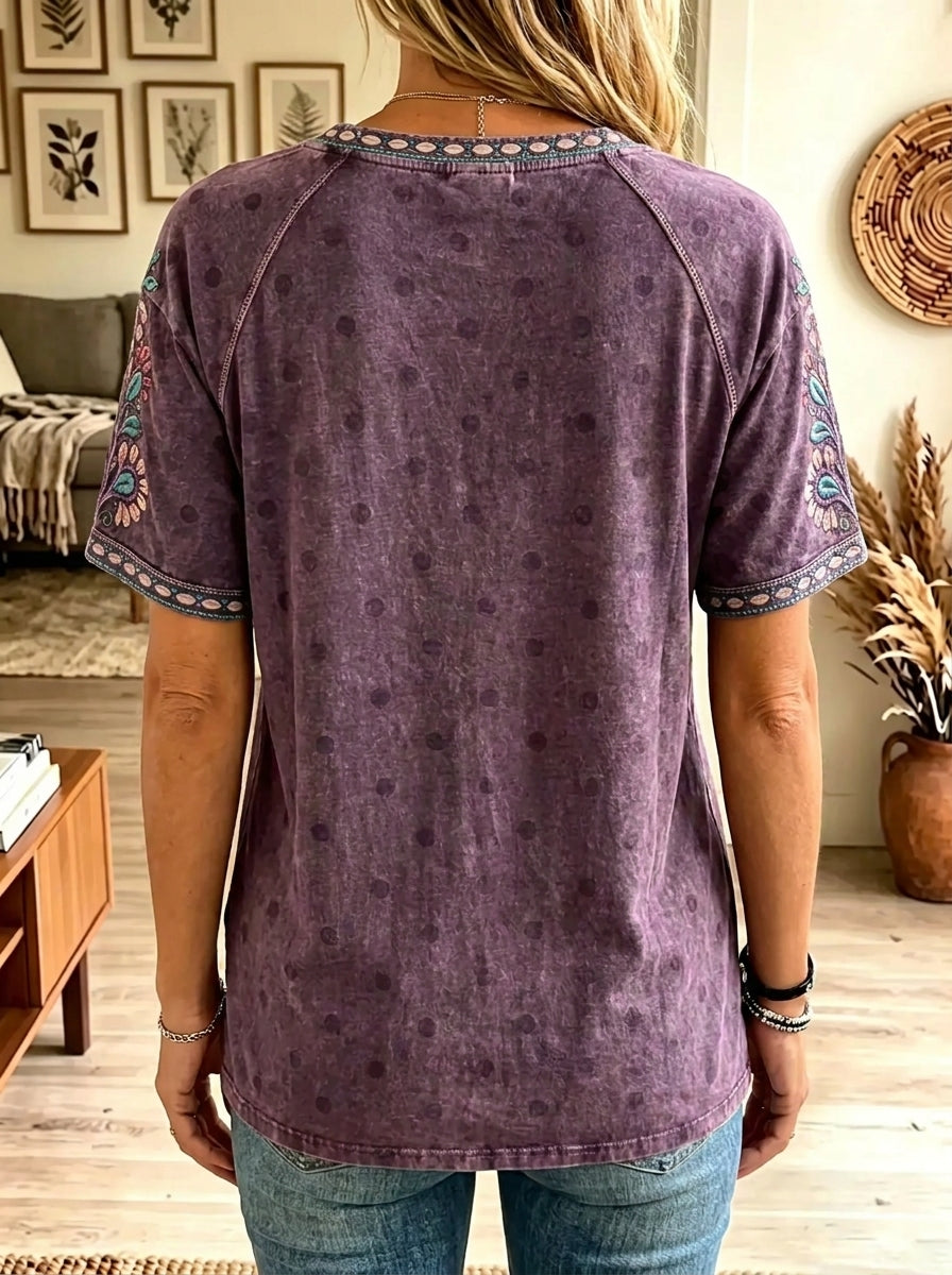 Women's Pumpkin Patchwork V-Neck T-Shirt