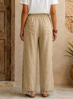 Women's Bohemian Lace Tassel Slit Linen Pants