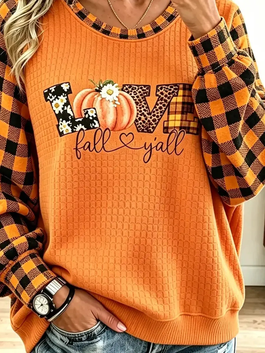 Vintage Pumpkin Autumn Pattern Art Casual Stylish Long Sleeve Sweatshirt