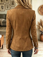 Women's Leopard Lapel Suede Tailored Blazer