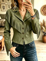 Women's Western Fringe Suede Cropped Jacket