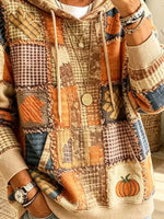 Retro Pumpkin Autumn Pattern Art Print Casual Long Sleeve Sweatshirt
