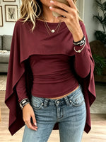 Women's Draped Overlay Long-Sleeve Knit Top