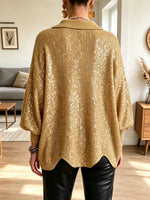 Vintage Cozy Shiny Knit Art Casual Stylish Long Sleeve Sweater