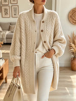 Retro Cozy Art Casual Knit Stylish Long Sleeve Cardigan Sweater