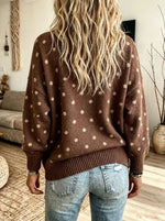 Women's Polka Dot Turtleneck Slouchy Sweater