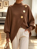 Vintage Button Knitted Art Casual Stylish Long Sleeve Sweater