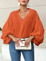 Retro Elegant Balloon Sleeves Art Casual Stylish Lapel Cotton Shirt