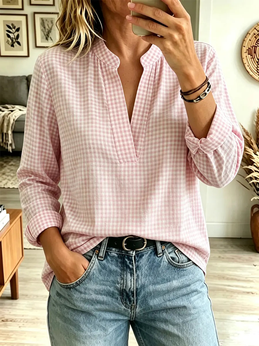 Classic Plaid Pattern Art Casual Long Sleeve Cotton Shirt