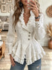 Women's Floral Embroidery Print Ruffled Peplum Blouse