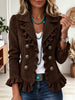 Brown Ruffled Double Breasted Western Style Short Jacket