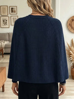 Women's Gold Button Cape Sleeve Ribbed Knit Cardigan