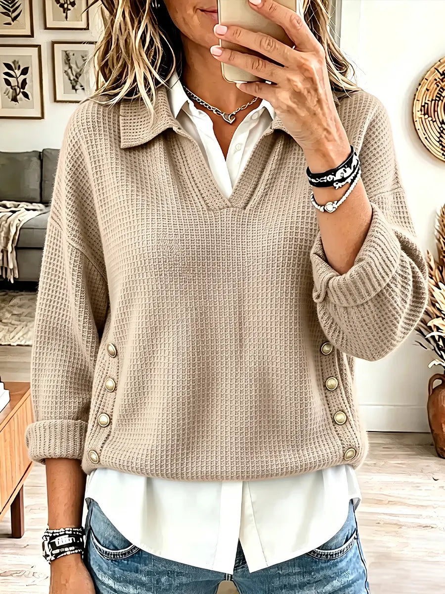 Vintage Elegant Waffle Button Shirt