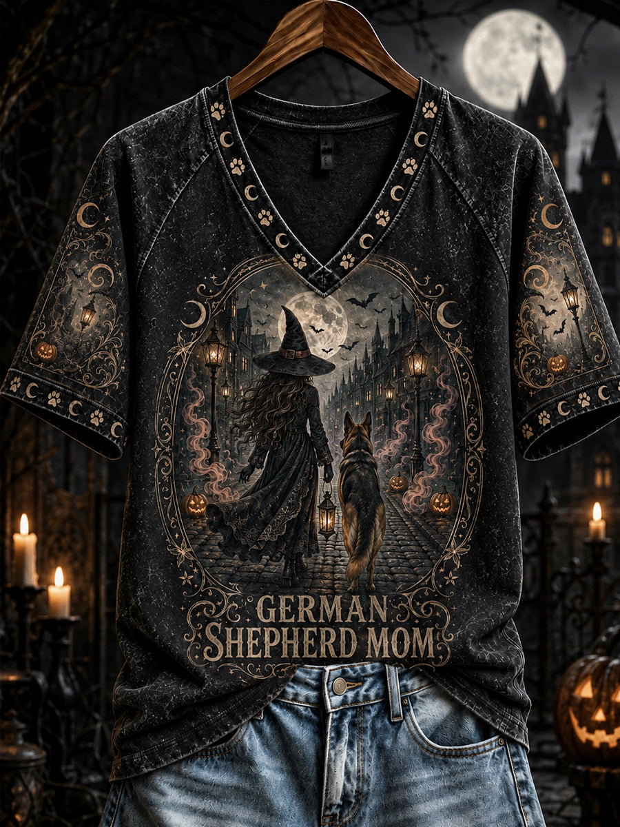 Women's German Shepherd Mom Starlight Witch Graphic T-Shirt