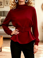Retro Chic Turtleneck Art Casual Stylish Long Sleeve Top