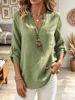 Vintage Elegant Cotton-linen Pocket Shirt