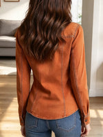 Vintage Chic Zip Lapel Art Casual Stylish Long Sleeve Denim Coat