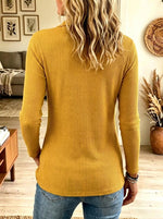 Women's Asymmetrical Button Wrap Ribbed Polo Top