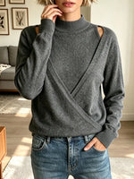 Elegant Hollow Turtleneck Knit Art Casual Stylish Long Sleeve Top