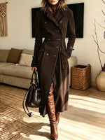 Retro Chic Button Art Casual Stylish Long Sleeve Suede Long Coat