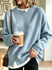 Women Light Blue Mock Loose Long Sleeve Knit Sweater