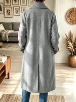Women's Double-Breasted Notch Lapel Woolen Long Trench Coat
