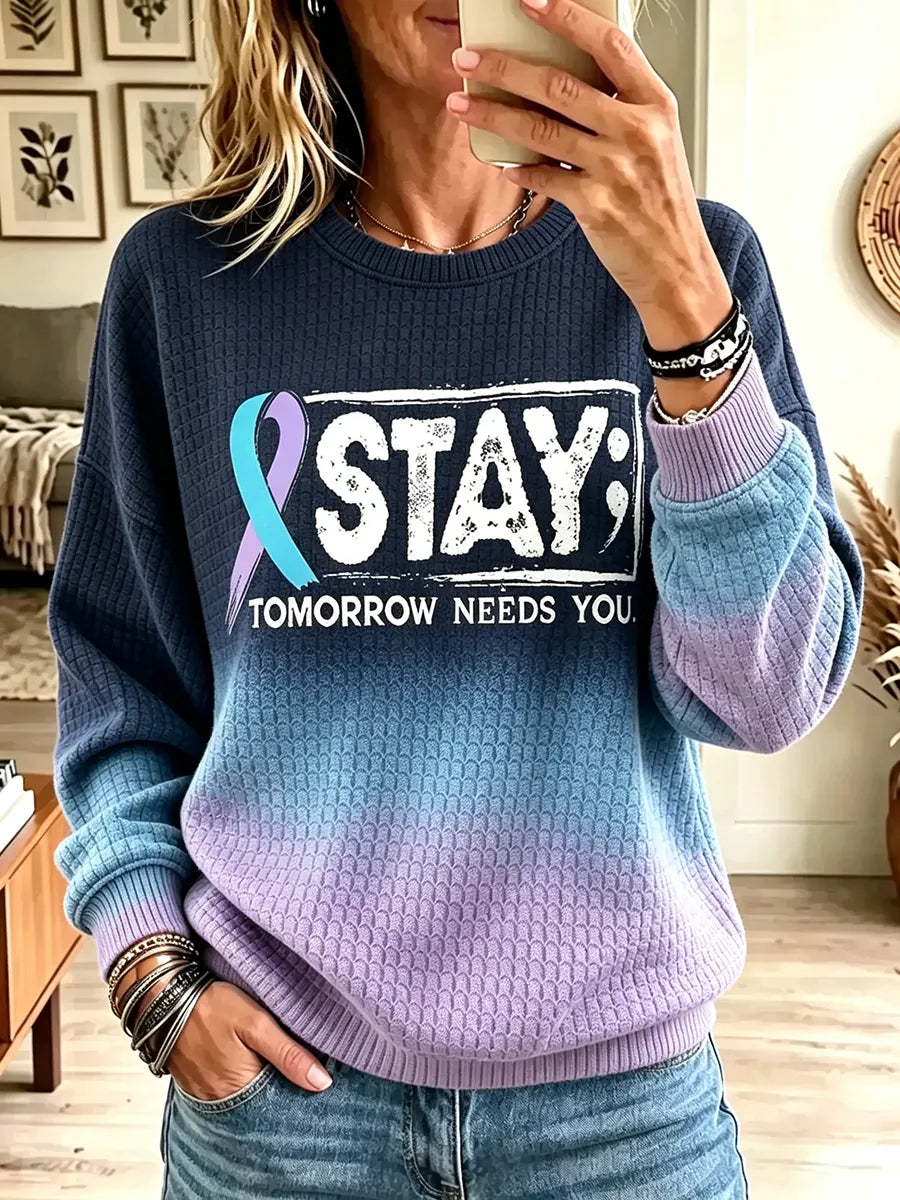 Vintage Mental Health Suicide Prevention Art Print Crewneck Sweatshirt