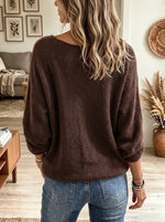 Women's Floral Lace Neckline Fuzzy Knit Sweater