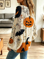 Funny Halloween Pattern Knit Hollow Art Casual Stylish Sweater