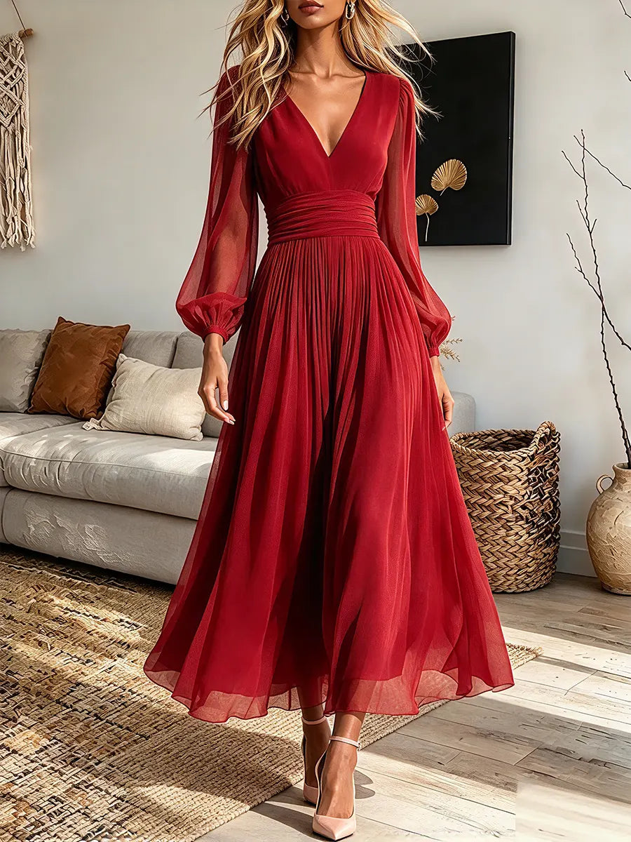 Vintage Elegant Sheer Chiffon Dress