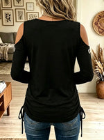 Women's Grommet Keyhole Cold-Shoulder Top