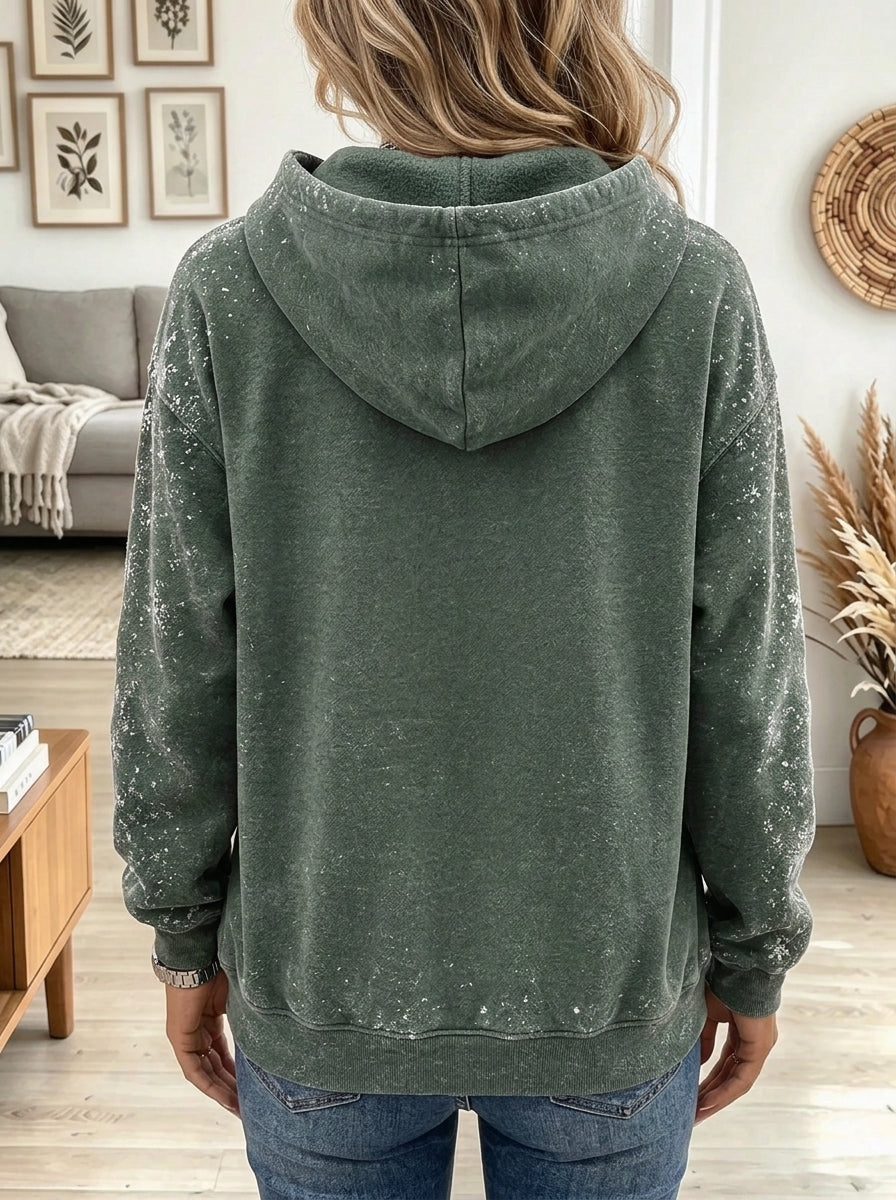 Women's Snowflake Print Slogan Winter Hoodie