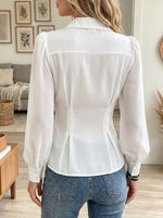 Women's Puff Sleeve Fitted Chiffon Shirt