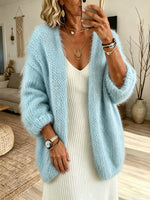 Women Solid Fluffy Open Knit Cardigan