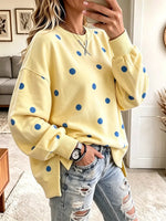 Women's Polka Dot Print Color-block Loose Sweatshirt